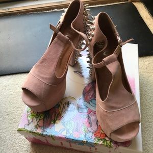 Jeffrey Campbell Foxy-Spike Pink Suede Heel/Sandal